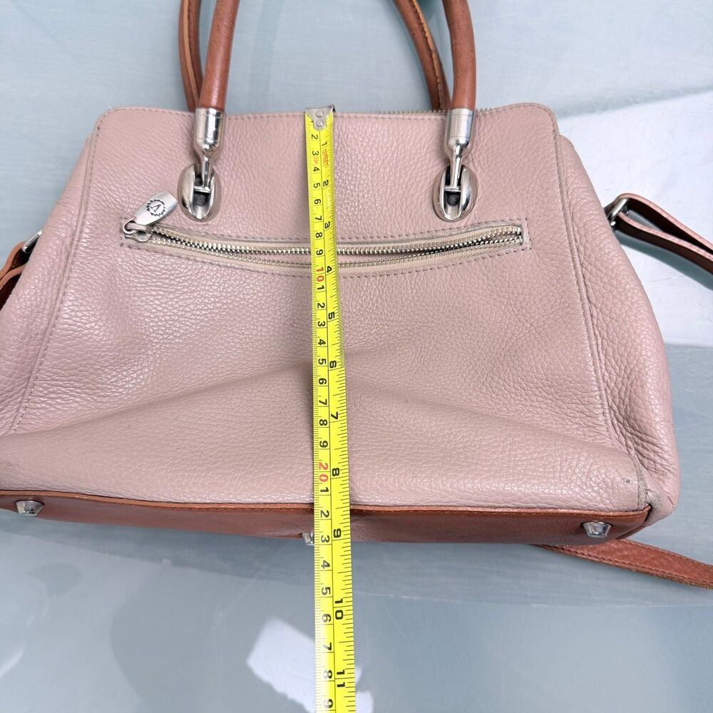 Valentina Italia Women's Taupe Leather Satchel Handbag with Shoulder Strap - Picture 11 of 12